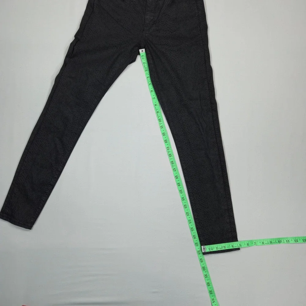 Banana Republic Premium Denim Womens 27L Mid-Rise Skinny Jeans Black Snake Print